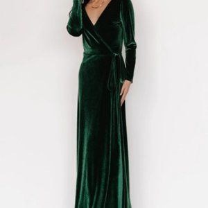 Baltic Born Esmerelda Velvet Wrap Maxi Dress- Forest